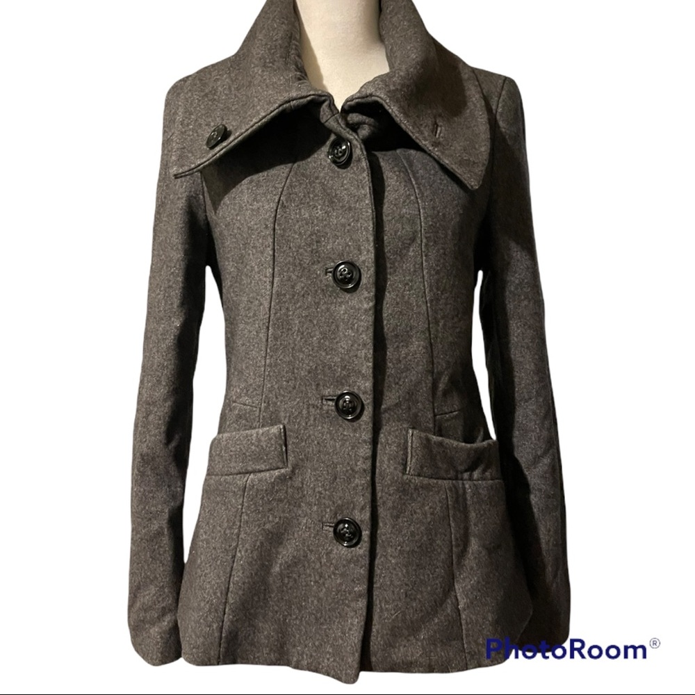 H & M | Grey Wool Blend Button Coat